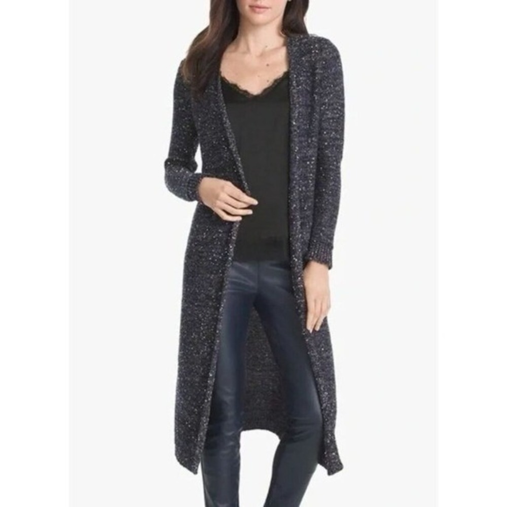 White House Black Market Navy Sequin Long Cardigan - Picture 12 of 14